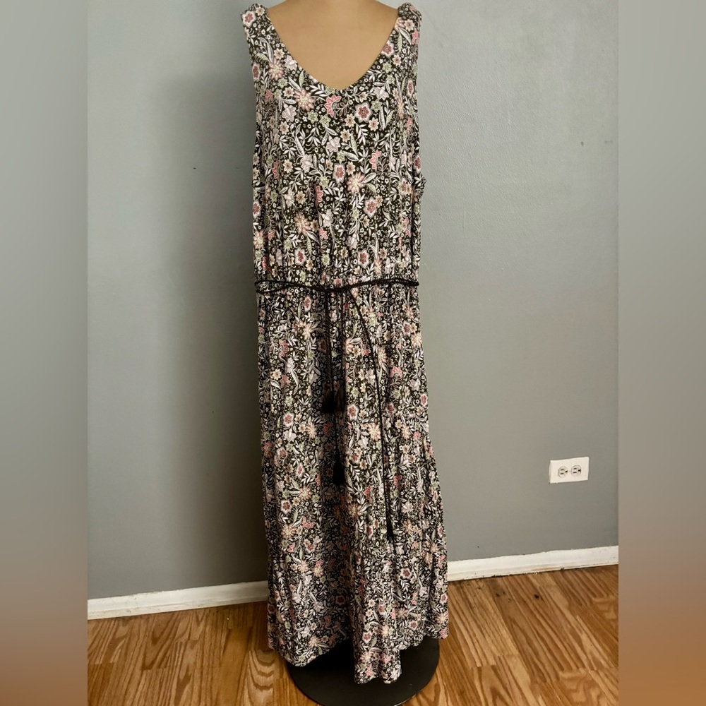 J Jill Floral Tassel Tier Maxi Dress XL